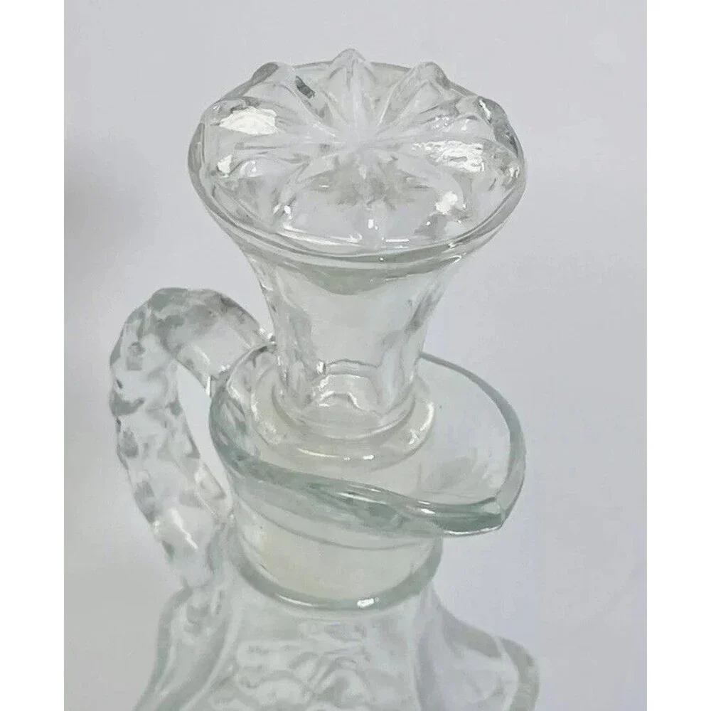 Two VTG Anchor Hocking Wexford Oil Vinegar Glass Decanter Bottle Cruet 1970s
